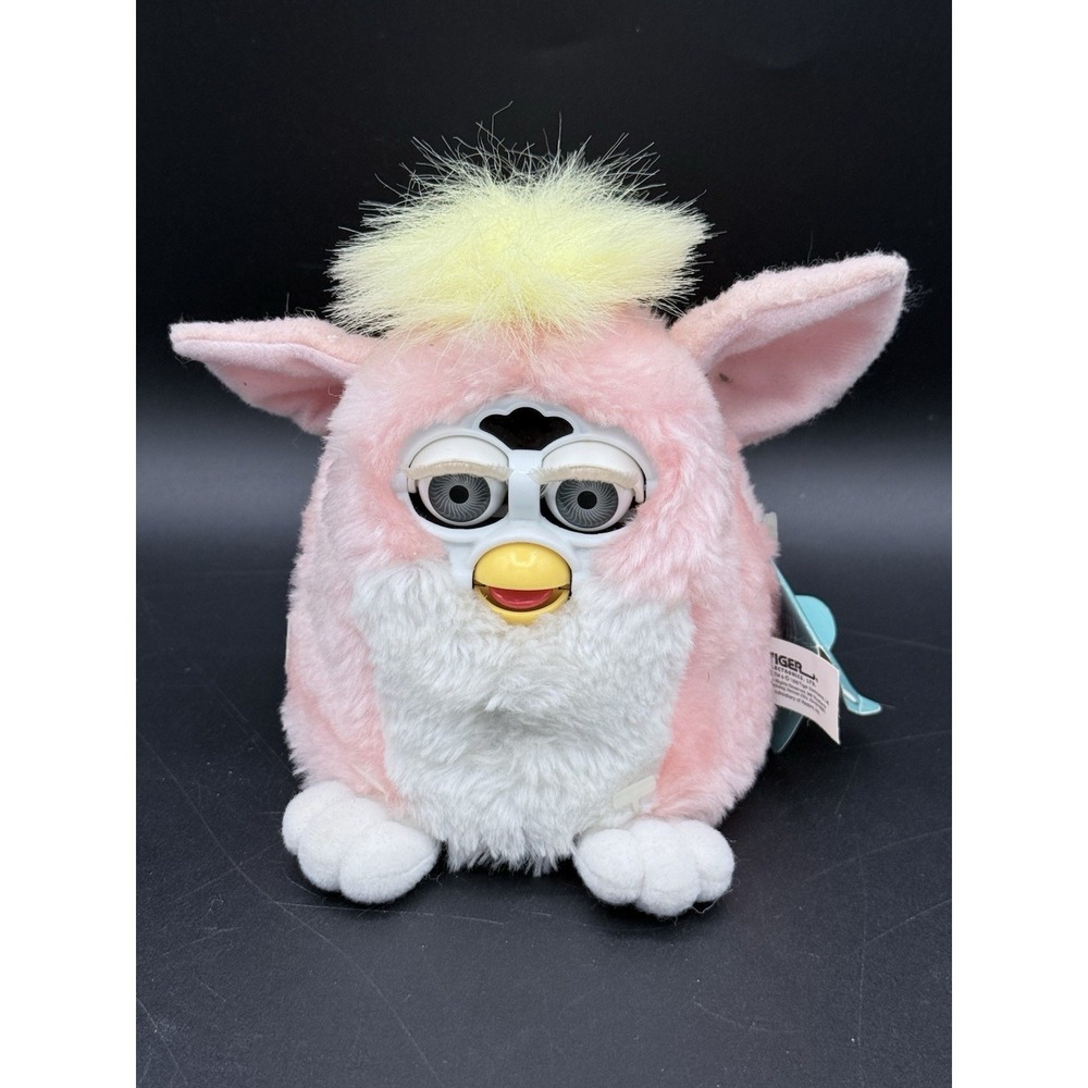 NWT Furby Baby Peachy Pink Yellow White Tiger Electronics 1999 TESTED Working